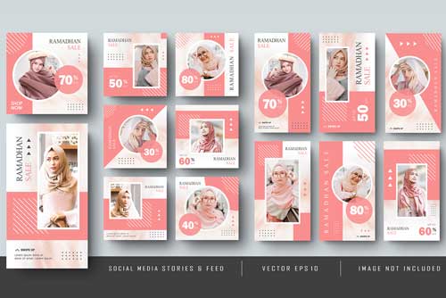 قالب فوق العاده جذاب پست و استوری اینستاگرام مناسب برای فروشگاه های مد و پوشاک زنانه به همراه فایل لایه باز EPS